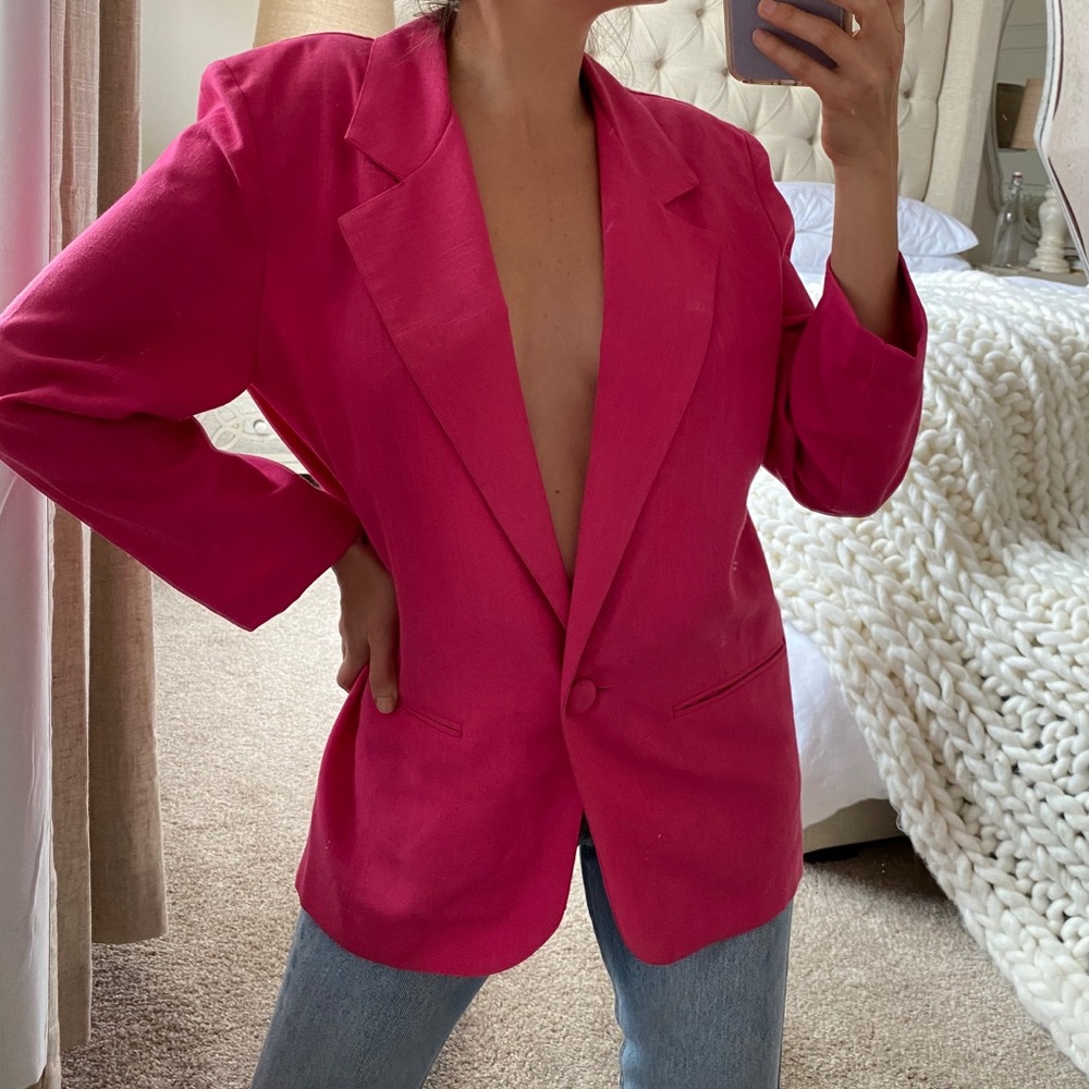 Vintage Linen Pink Oversized Blazer Barbie